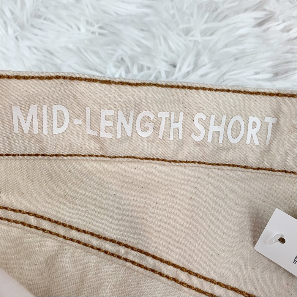 J Crew Hi rise Mid-length denim Bermuda short in ecru frayed hem - Picture 8 of 11